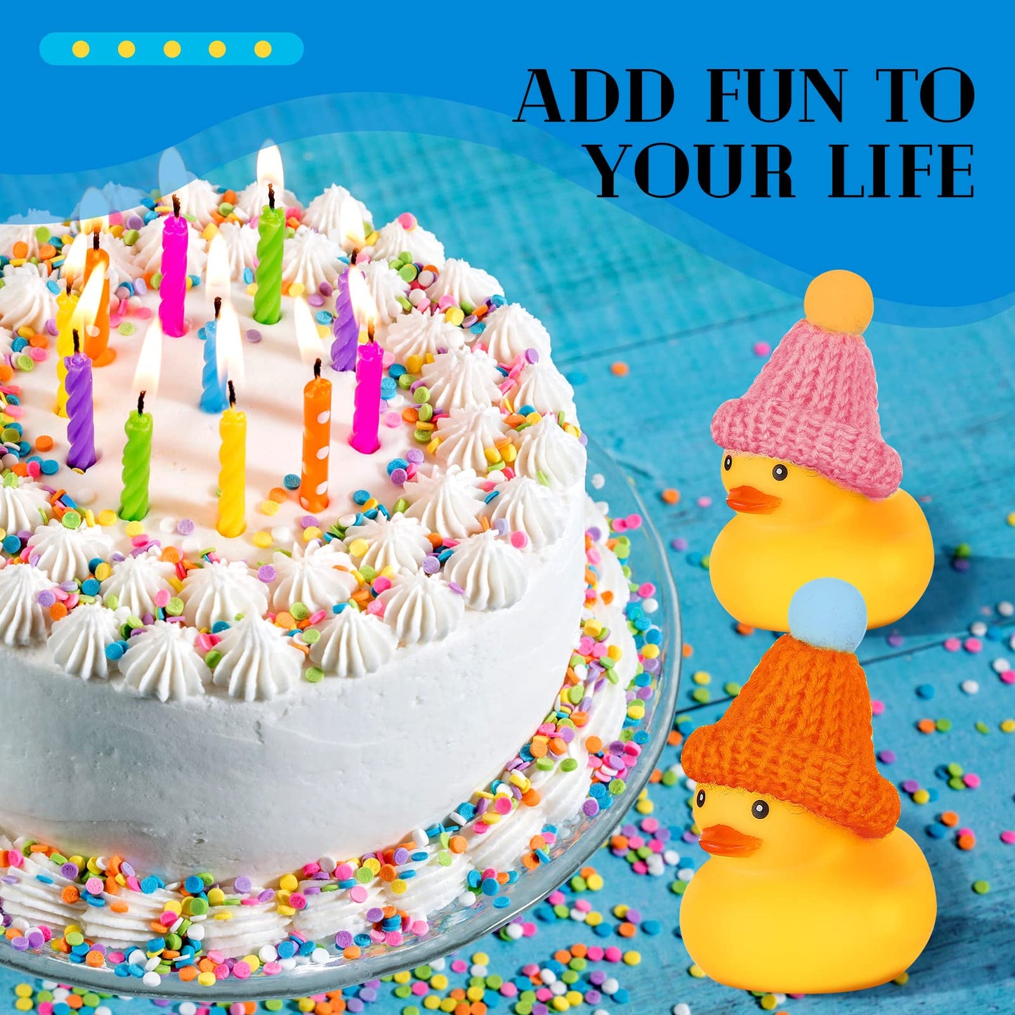 Chivao 12 Pcs Rubber Ducks With 12 Sunglasses/ Hats/ Headwear/ Scarf Small Cruise Ducks In Bulk Mini Rubber Duckies Bathtub Toys For Valentine'S Day Gift Hide(Yellow, Duck With Hats)