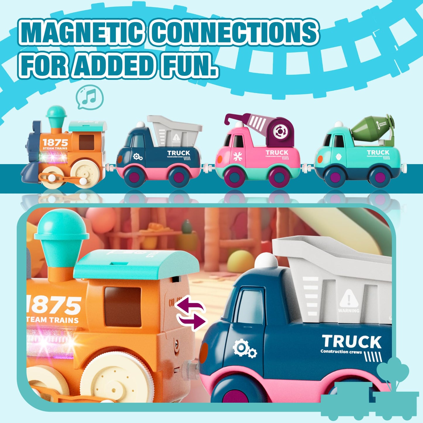 Morecoll Electric Train Set For Toddlers, Kids Train Set W/Music, Lights & Train Tracks - First Choo Choo Train For Toddlers, Ma