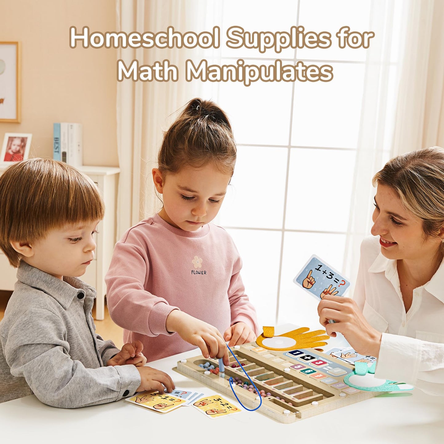 Top Bright Finger Math Addition & Subtraction Toys For Kids, Interactive Magnetic Beads Sorting Matching Learning Game For Ages