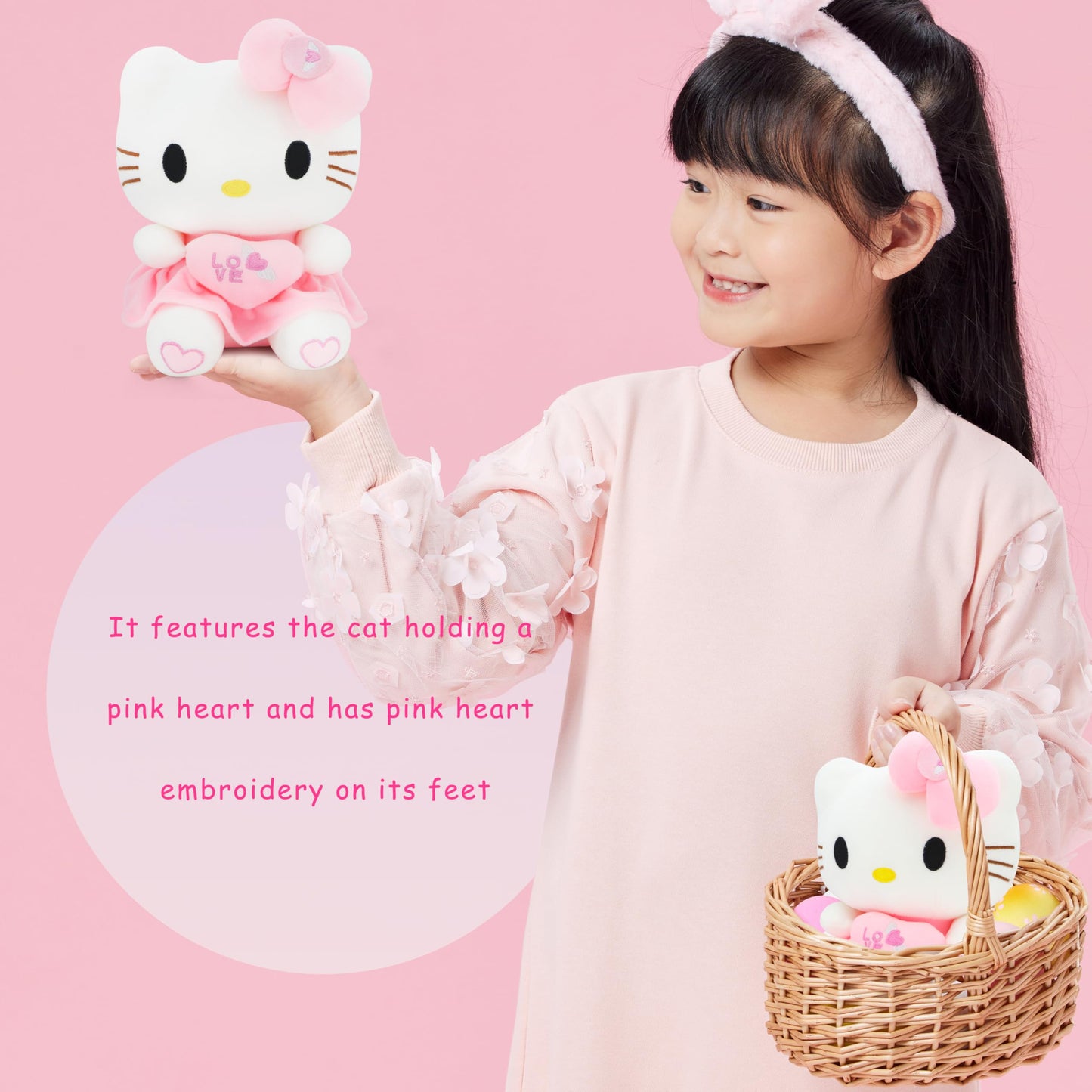 Coaqac Kawaii Plush Toy With Love Piloow, Soft Cartoon Plush, Theme Party Favor, Birthday Gift For Girls Boys (Love -B)