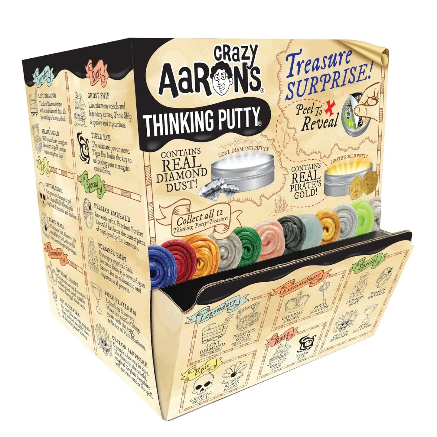 Crazy Aarons, Thinking Putty Treasure Surprise 2 Tin, 0.47 Ounce -Like New