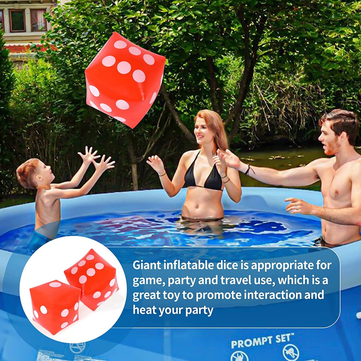 11.8'' Jumbo Inflatable Dice, 2pack Outdoor Fun Giant Inflatable Dice Set and 12mm 10pcs Dice for Indoor and Outdoor Broad Game,