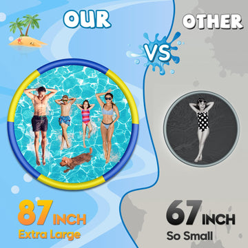 Splash Pad Sprinkler for Kids, 87 Extra Large Non-Slip Baby Play Mat - 3 Colors, Dog Pool Toys, Toddler Outdoor Toys for Ages 3-