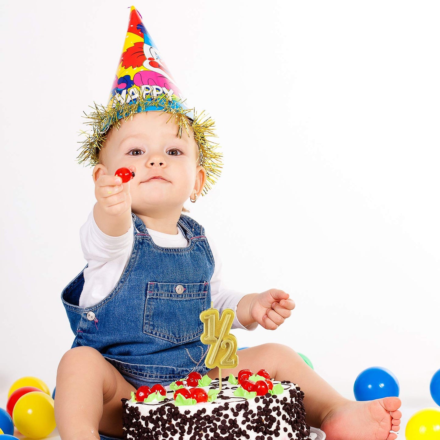 BBTO Half Birthday Candle 1/2 Year Old Cake Topper for Babys Half Year Old Birthday Anniversary Celebration Party Decorations(G