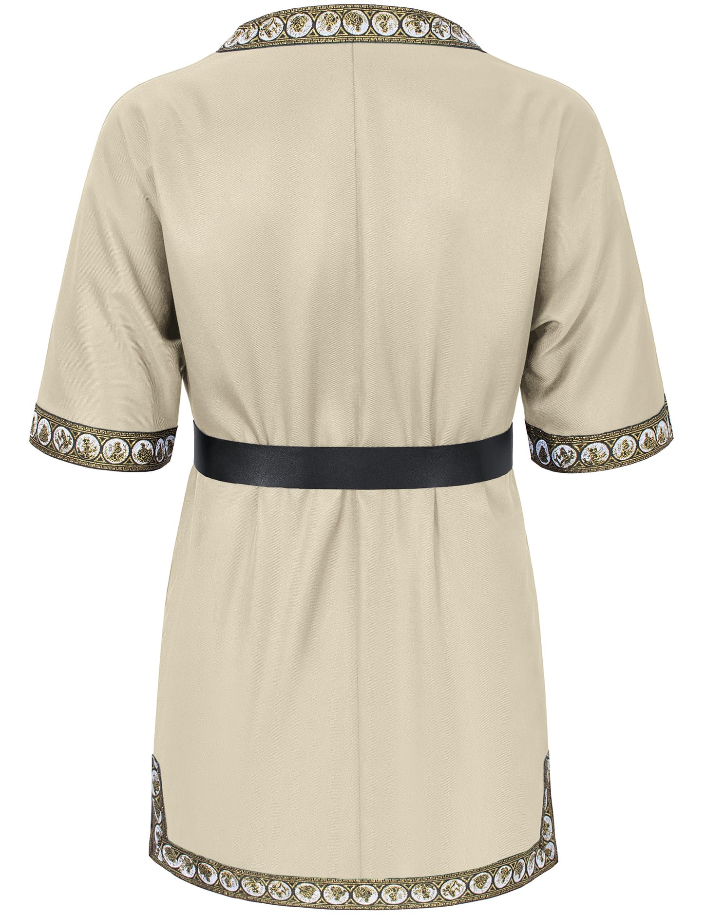 Kids Medieval Costume Boys Viking Tunic Knight Warrior Renaissance Shirts With Belt 4-6T Beige