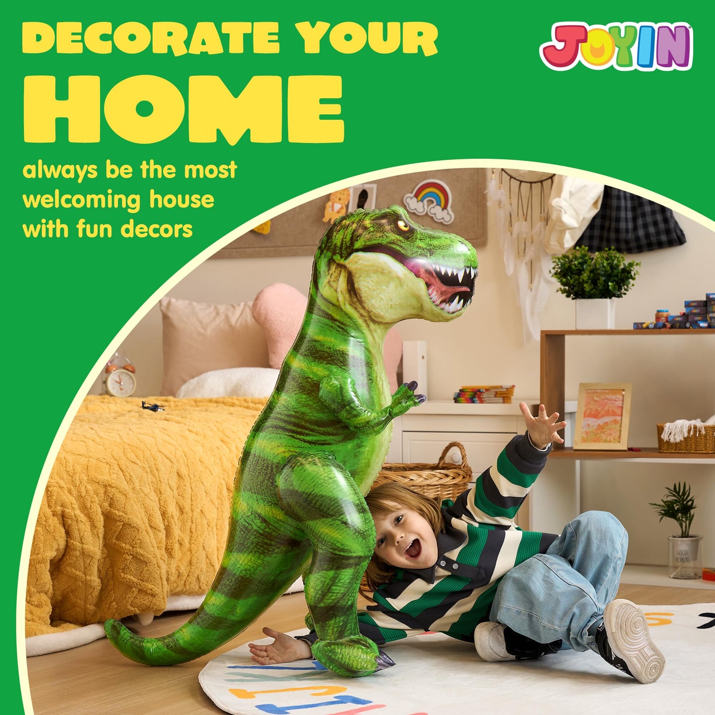 JOYIN 37 T-Rex Dinosaur Inflatable for Party Decorations, Tyrannosaurus Rex Inflatable Dino Toy, Dinosaur Birthday Party Gift