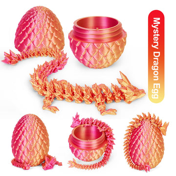 YILCER 3D Printed Dragon Egg Toy - Articulated Crystal Design, Small Size, A-Laser Red+Egg, Perfect for Kids Ages 4-12