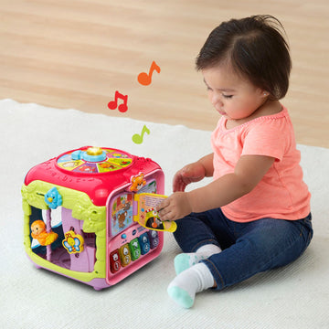 VTech Sort and Discover Activity Cube, Pink - 8.66x9.25x9.65 inches, Plastic, Model 80-183451, Frustration Free Packaging