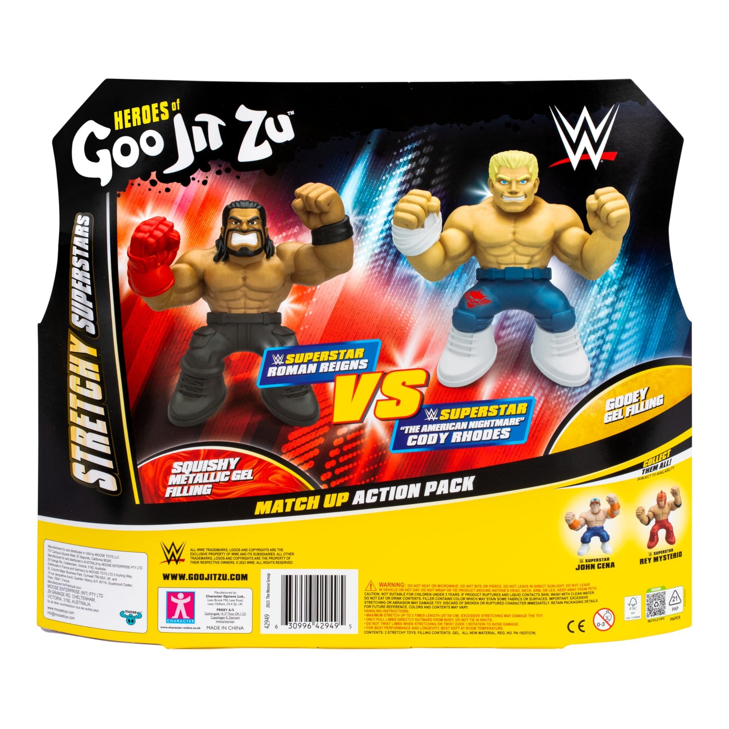 Heroes of Goo Jit Zu WWE Stretchy Superstars 2 Pack, 2 Figure Pack with Roman Reigns and Cody Rhodes, Both with Unique Superstar