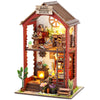 RONSTONE DIY Book Nook Kits Booknook-Creativity 3D Wooden Puzzle Bookend Bookshelf Decor -Booknook Kit for mature-themeds Miniature House Dollhouse Kit with LED Light Crafts for mature-themed