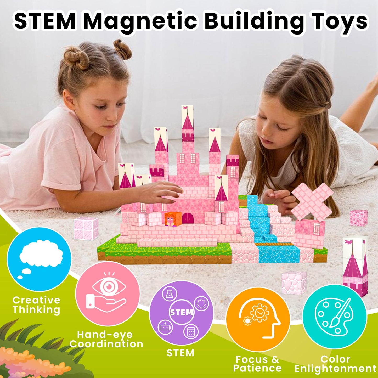 Stlloys 150Pcs Magnetic Blocks Princess Toys, Stem Magnetic Building Blocks Construction Toys For Kids Toddlers Boys Girls Ages