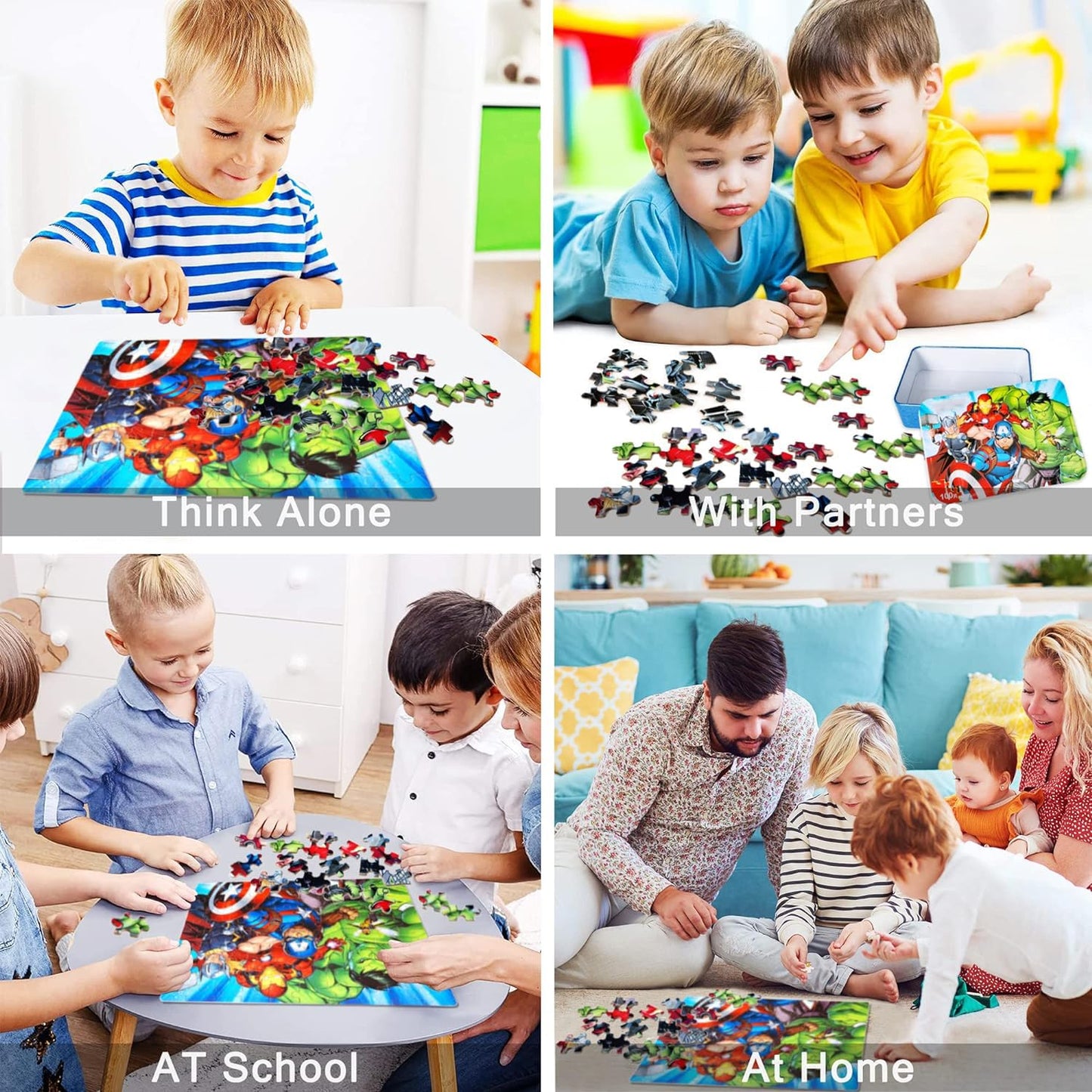 Lelemon Puzzles For Kids Ages 4-8,100 Piece Puzzles For Kids In A Metal Box, Educational Kids Puzzles Jigsaw Puzzles 100 Piece P