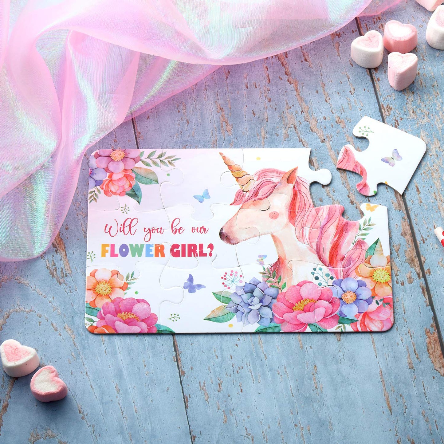 Flower Girl Puzzle Game, Flower Girl Gifts Will You Be Our Flower Girl Unicorn Jigsaw Puzzles For Adults, Bridesmaids, Weddings, Families Parties