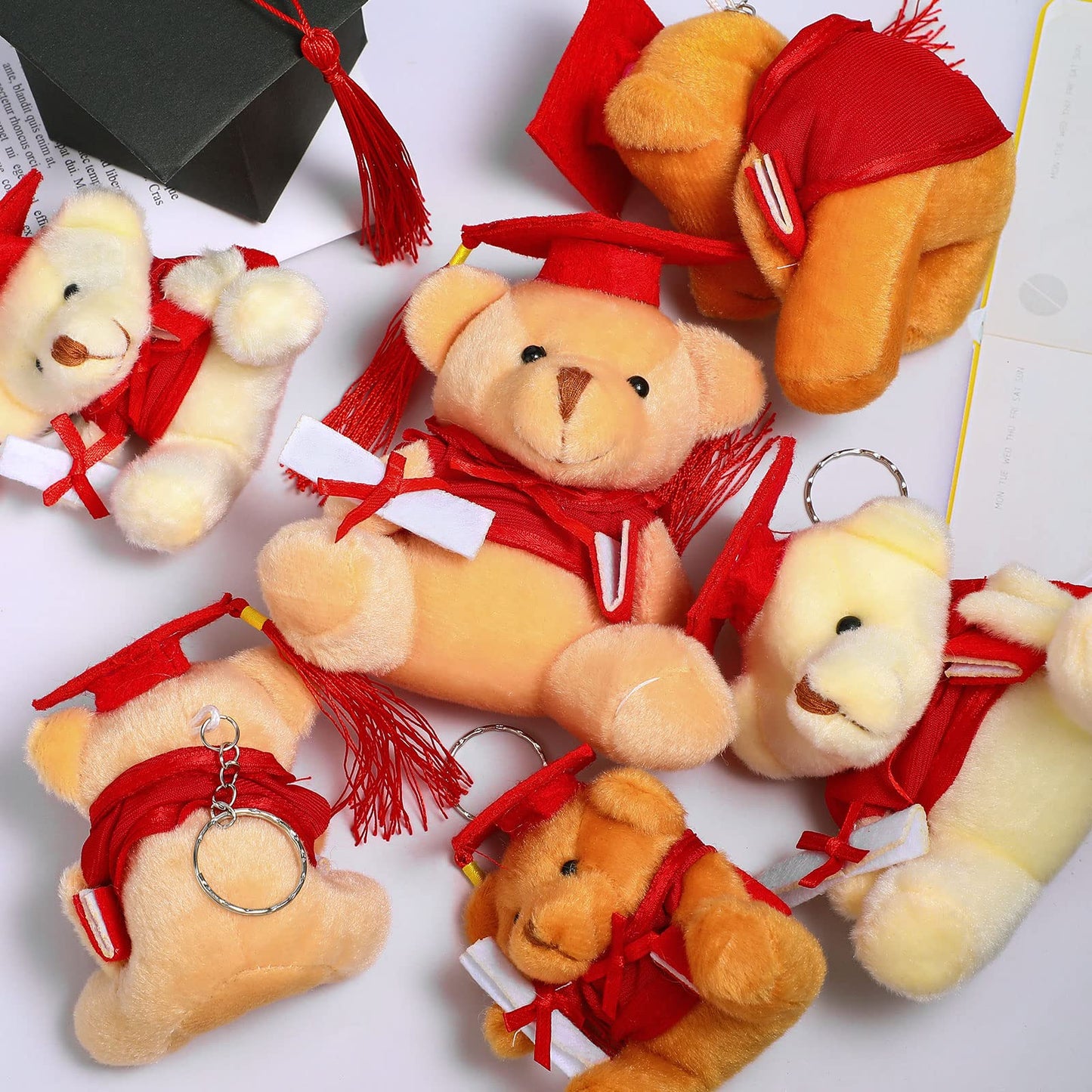 Sumind 6 Pieces Graduation Bears Class Of 2025 Graduation Plush Bears Bulk Stuffed Animal Bears With Cap For Kindergarten Primary School College High School Party Favors(Red)