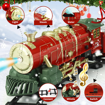 Train Set, Christmas Tree Train Toys For Boys With Smokes, Lights And Sound, Toy Train Set For Under Christmas Tree, Toddler Mod