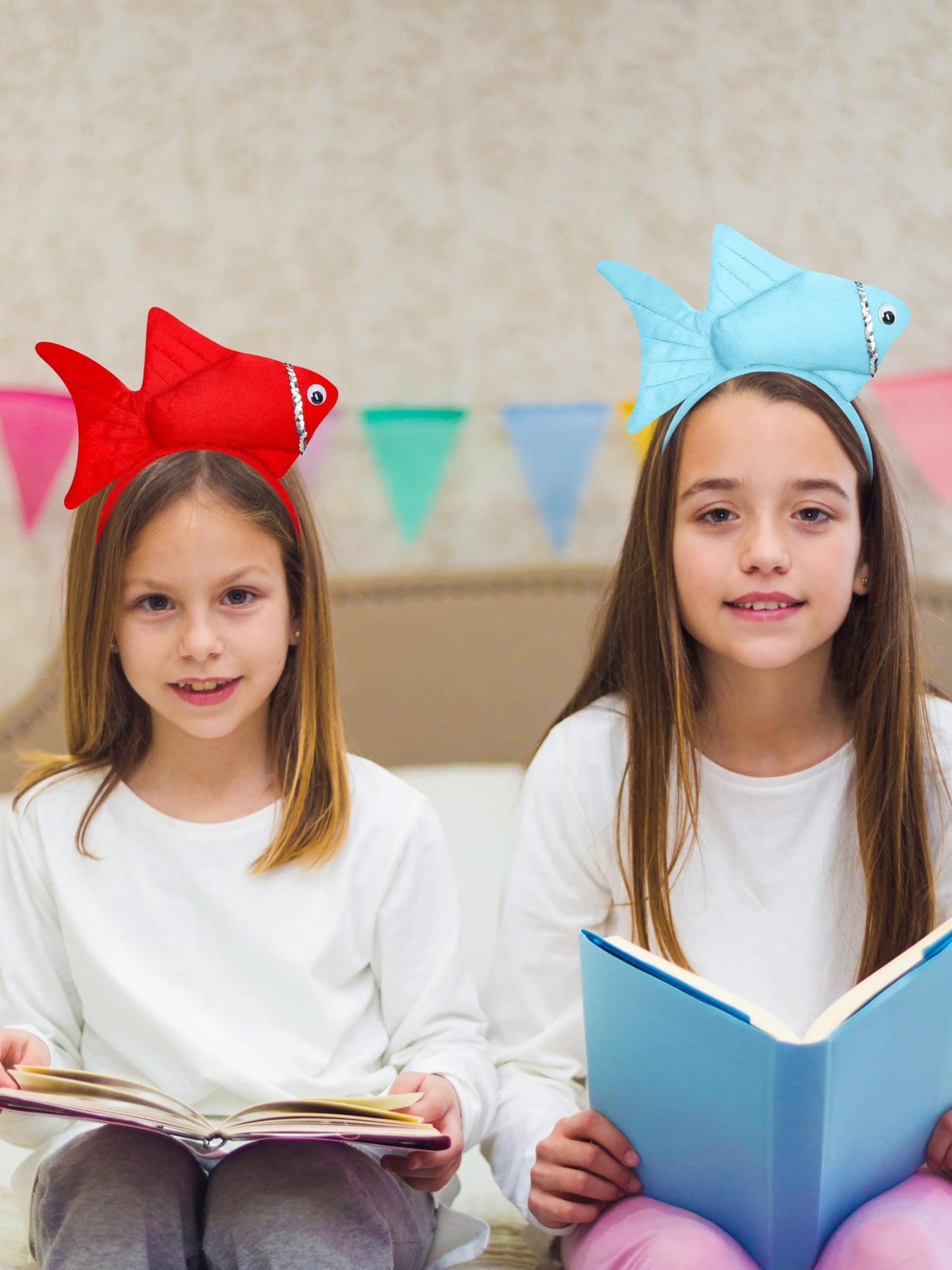 Luces Red And Blue Fish Headbands, Cute Kids Fish Styles Headbands, Fish Costume Accessories Dress Up Party Favors Supplies