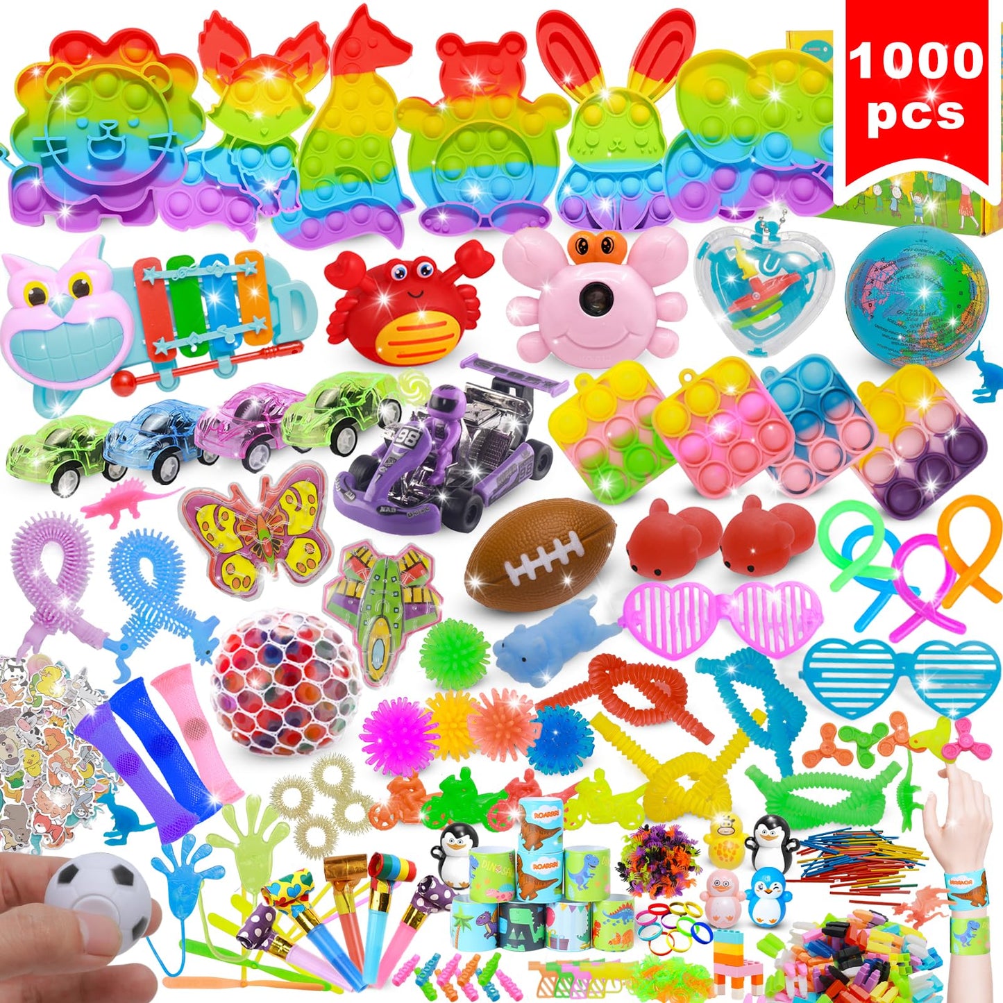 1000 Pcs Fidgets Toys Pack, Kids Party Favors Stocking Stuffers Gifts, Adults Stress Relief Sensory Toy, Bulk Toys For Carnival