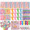 LiYiQ 134 Pcs Axolotl Party Favors included Straws Keychains Stamps Slap Bracelets Make Your Own Axolotl Stickers and Gifts Bags