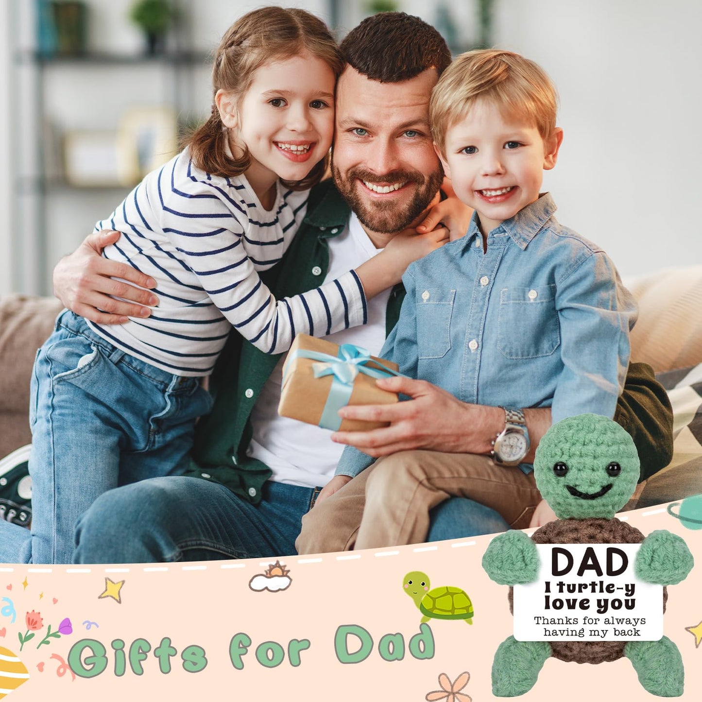 Mini Funny Turtle Valentines Day Gifts For Dad Birthday Gifts From Daughter Son, Father Daddy Gifts I Love You Dad Presents, Sma