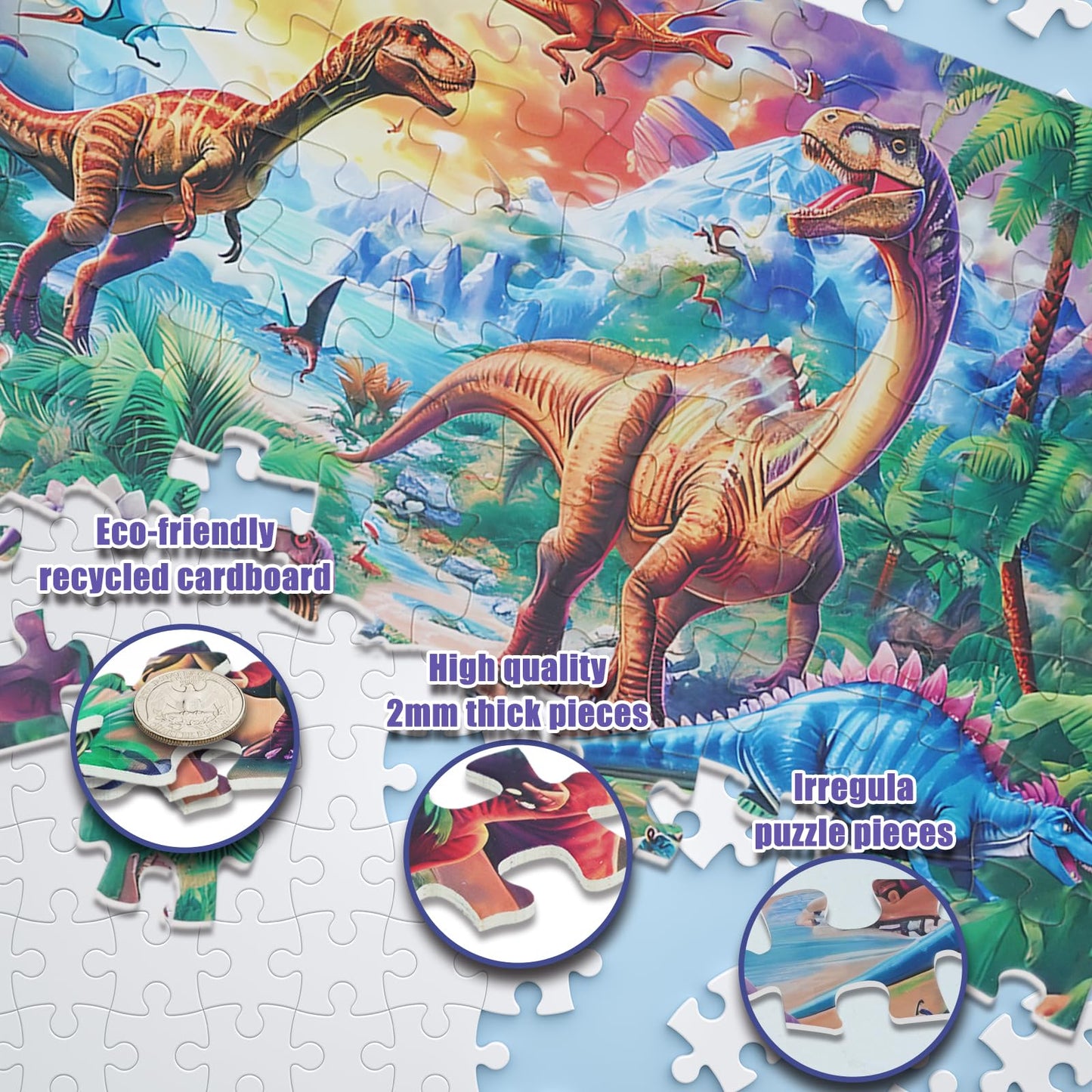 Large Piece Dinosaur Jigsaw Puzzle For Kid Boys Ages 4-10 Year Old 100 Pieces Jigsaw Puzzles For Kids Ages 4-6 Educational Toys