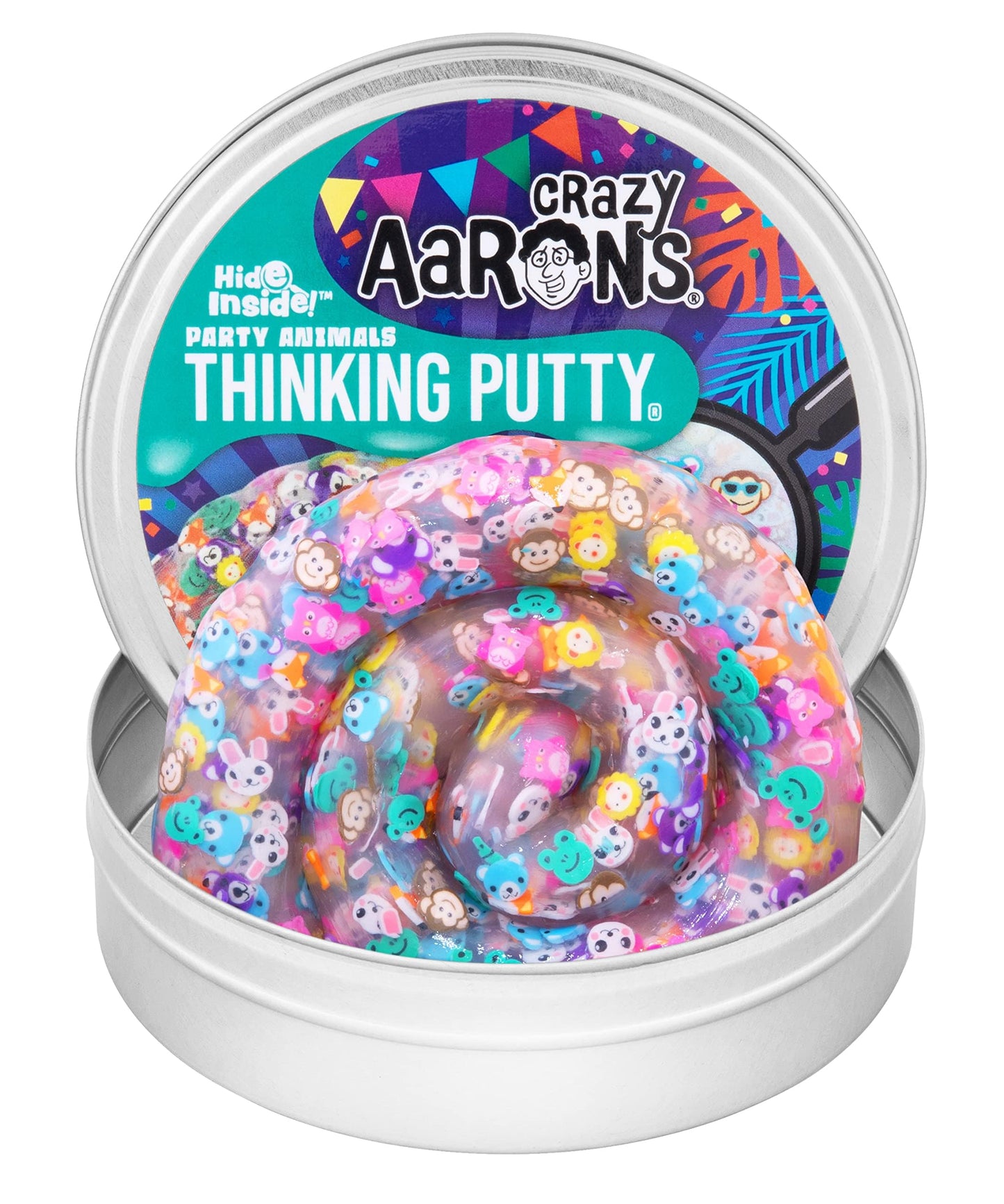 Crazy Aaron'S Thinking Putty® - Party Animals - Hide Inside Sensory Putty For Kids And Adults In A 4' Tin - Creative And Endless Fun, Stress Relief Therapy Toys, Never Dries Out - Made In Usa