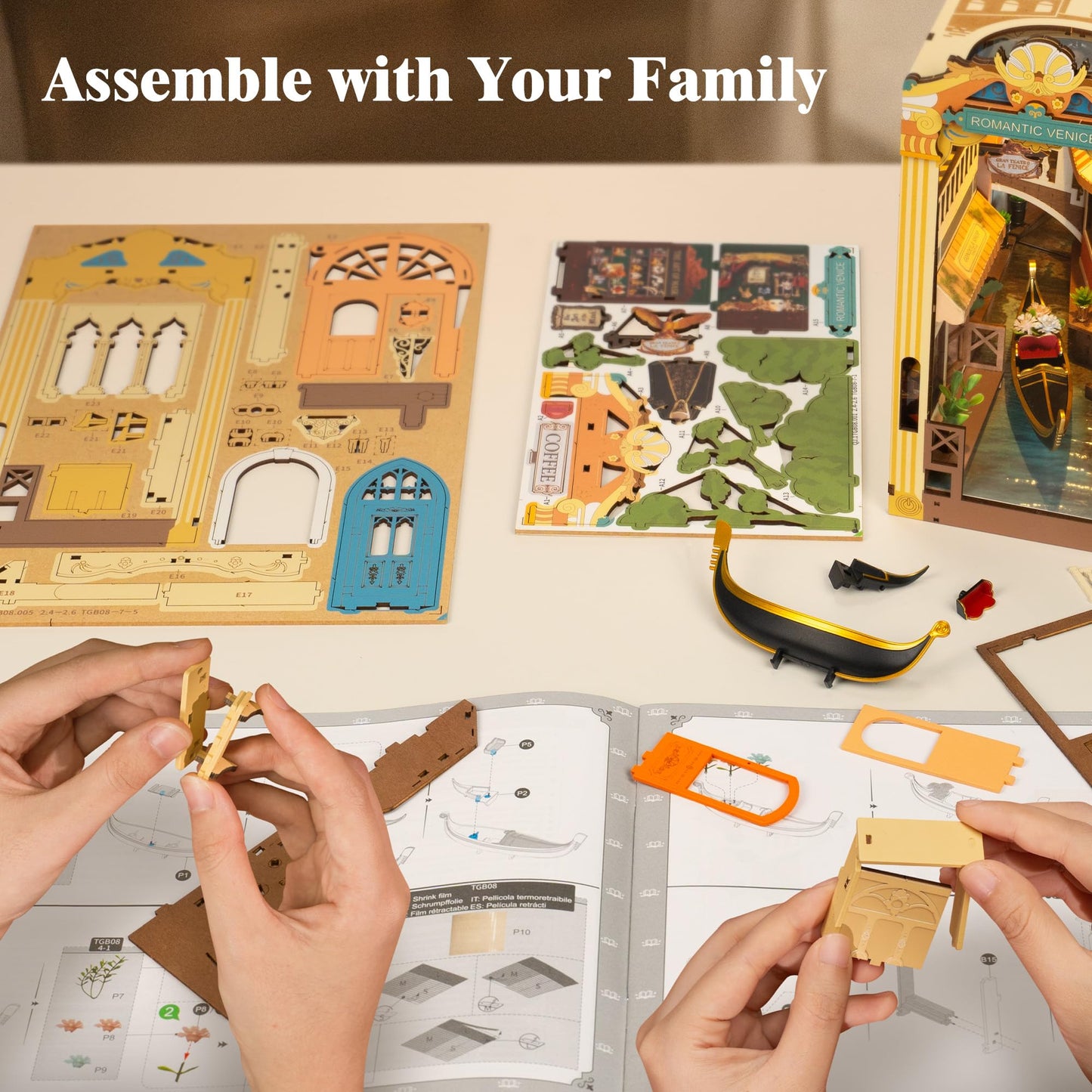 Rowood Book Nook Kit,Diy Book Nook Kits With Dust Cover For Adults,Miniature House 3D Wooden Puzzle Bookend Bookshelf Insert All