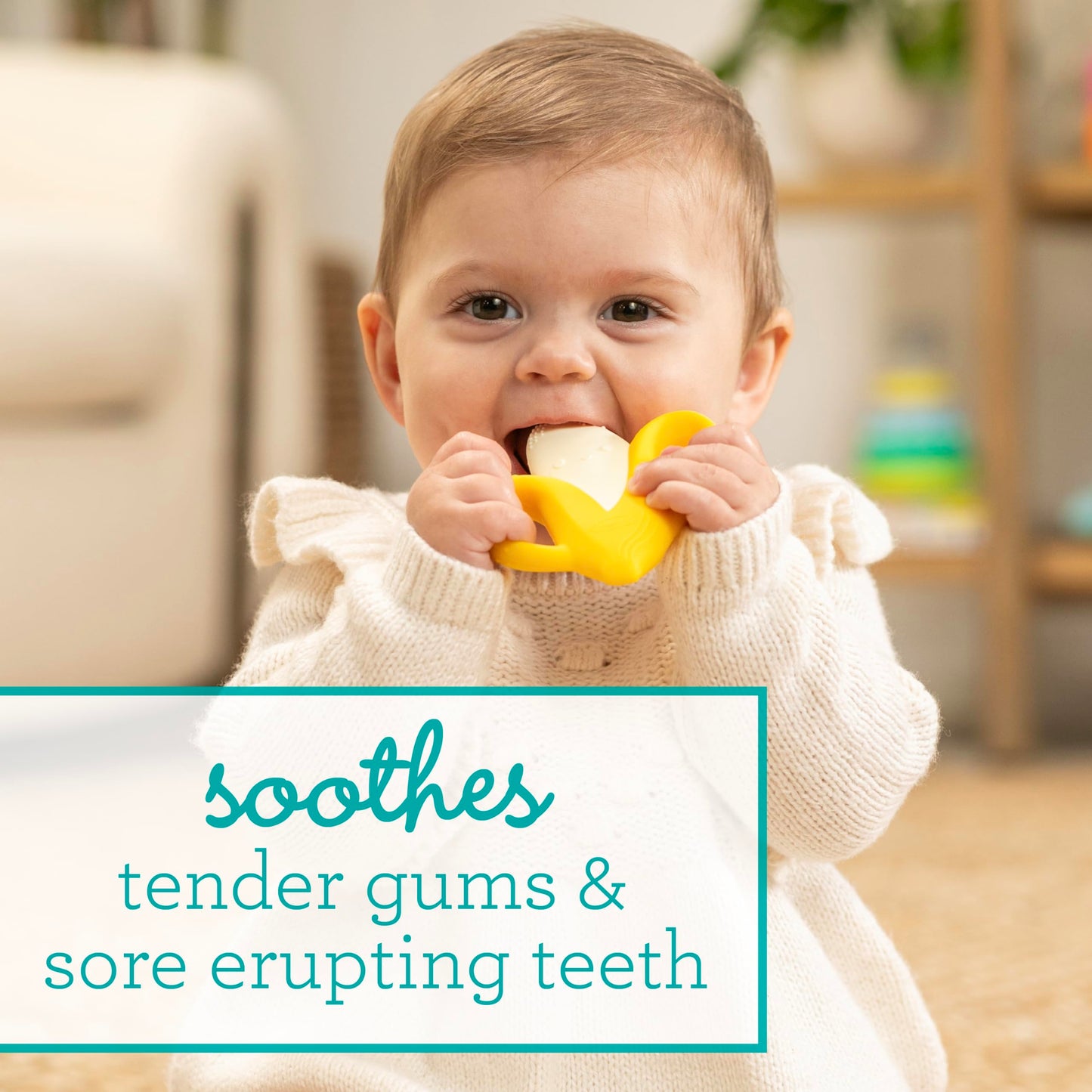 Infantino Lil' Nibbles Textured Silicone Baby Teether - Sensory Exploration And Teething Relief With Easy To Hold Handles, Yello