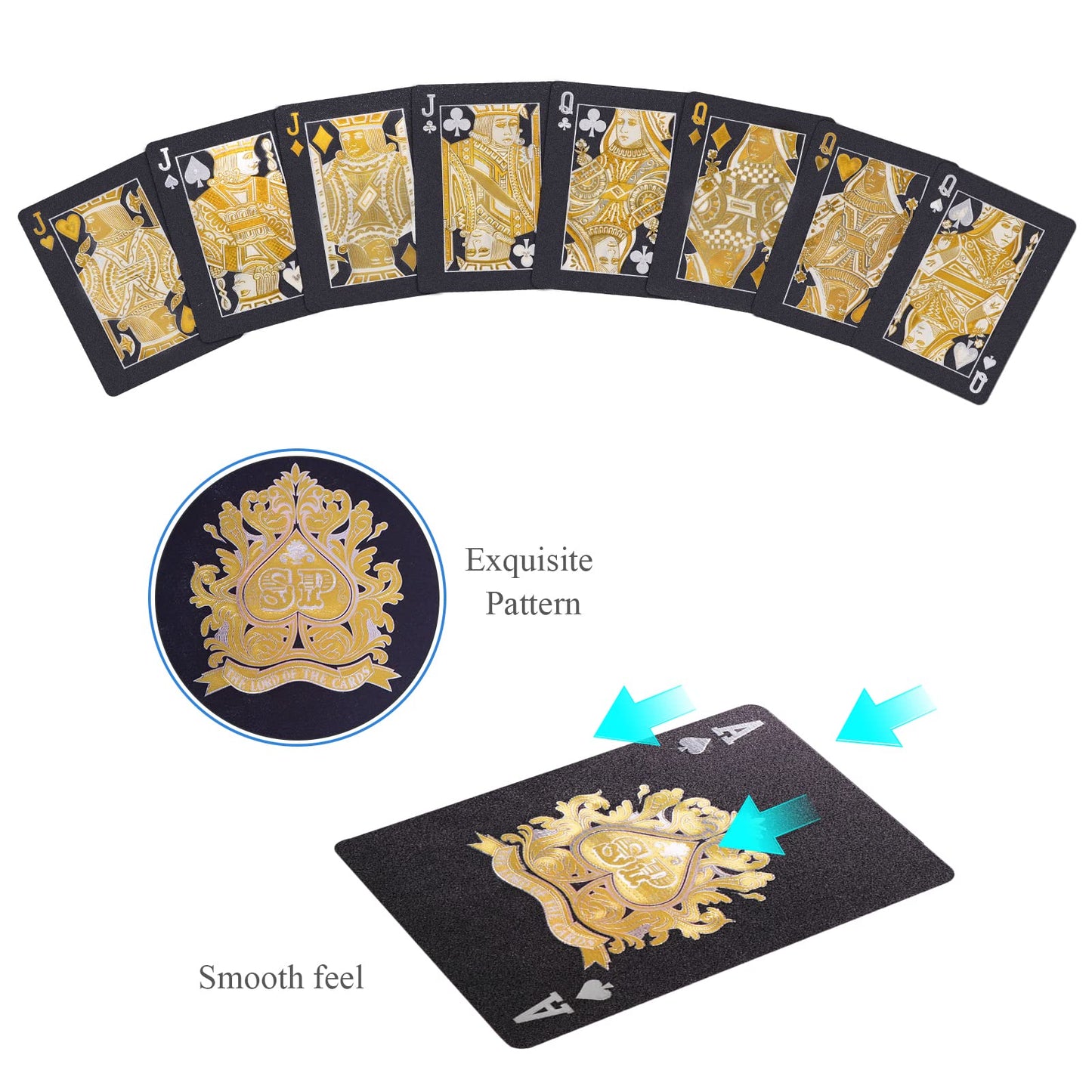 WJPC Black Diamond enhanced PVC Material Elastic Waterproof game-style Playing Cards Cool Playing Cards for Party and Game Deck of Cards