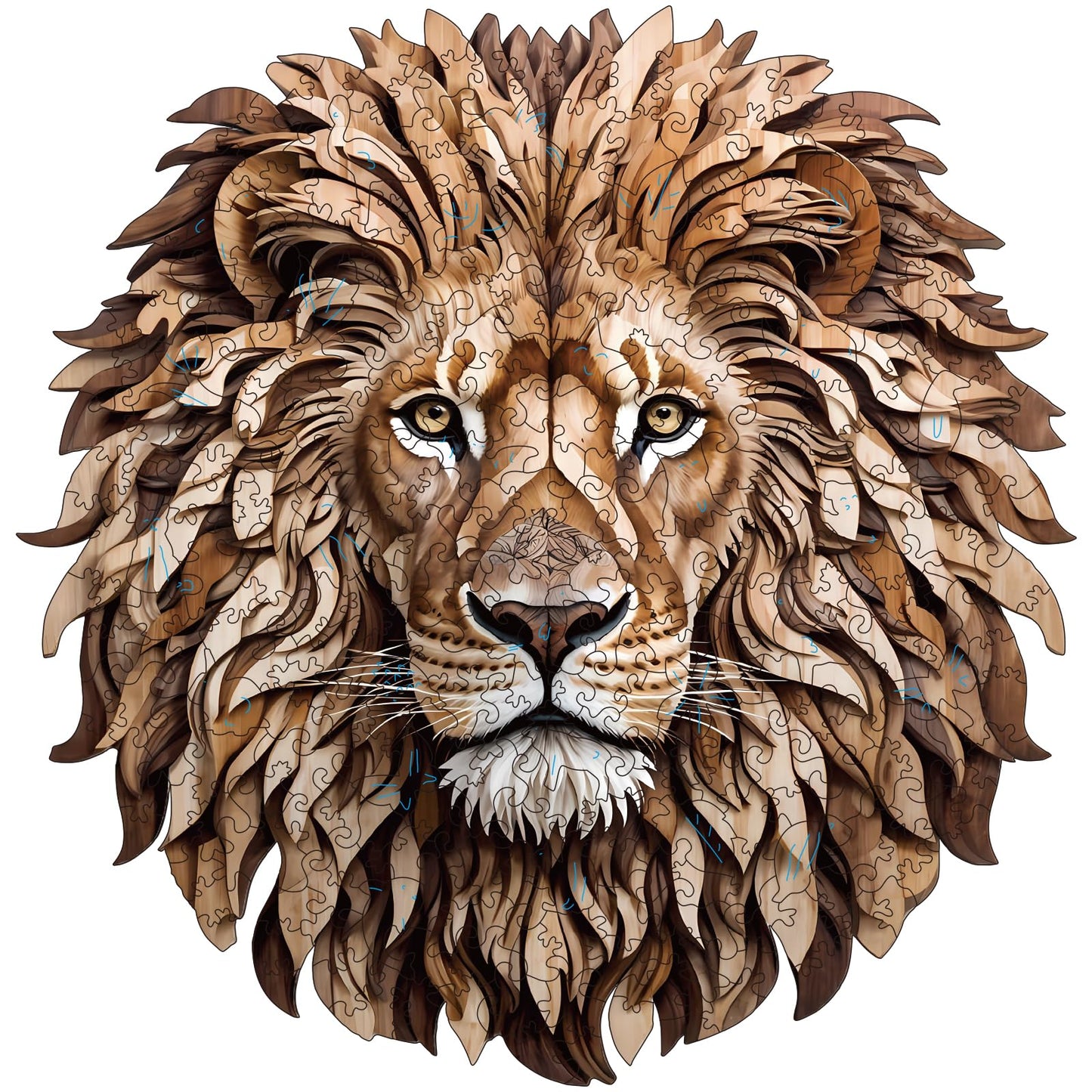 Wooden Puzzles for Adults - 300 Pieces Lion Unique Shaped Wooden Jigsaw Puzzles for Adults, King Size 14.69'' x 14.96'' Adult Wo