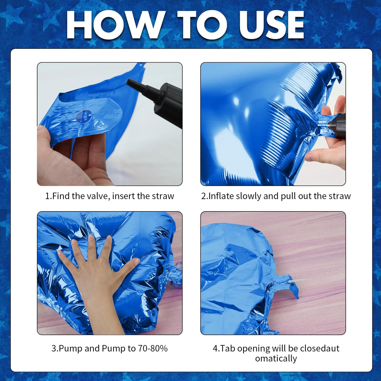 Blue Silver Foil Star Balloons, 18 Inches Star Foil Balloons For Helium, 10 Pcs Blue Silver Helium Birthday Balloons, Party Foil