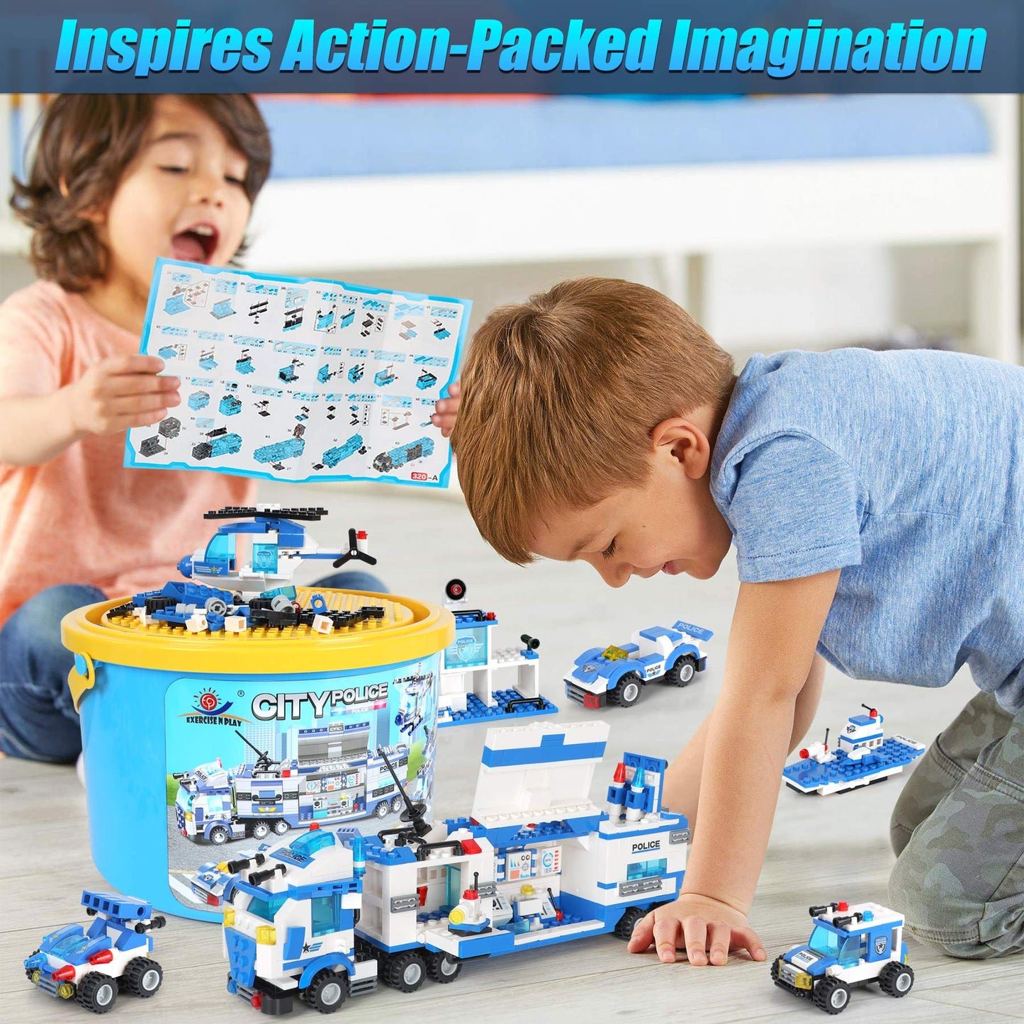 1338 Pieces City Police Station Mobile Command Center Truck Building Blocks Set In 25 Different Models Police Car, Helicopter, P