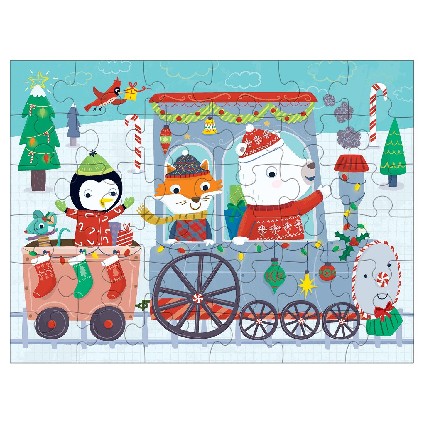 Mudpuppy Christmas Train To Go Puzzle, 36 Pieces - 12 X 9 , For Ages 3-6, Colorful Holiday Artwork, Made With Safe, Non-Tox