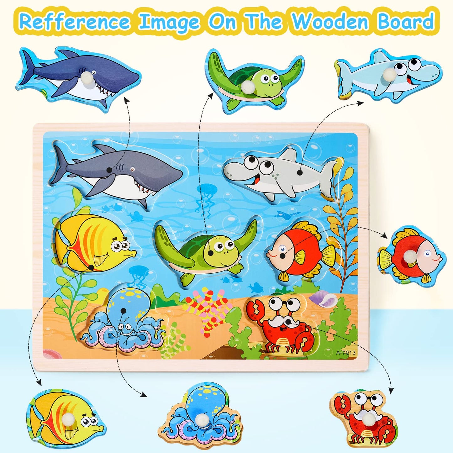 9 Pack Wooden Peg Puzzles for Toddlers with Puzzle Storage Rack Set Alphabet Wooden Toddler Puzzles Jigsaw Numbers Kids Wood Puzzles for Over 4 Years Educational Learning Knob Puzzle