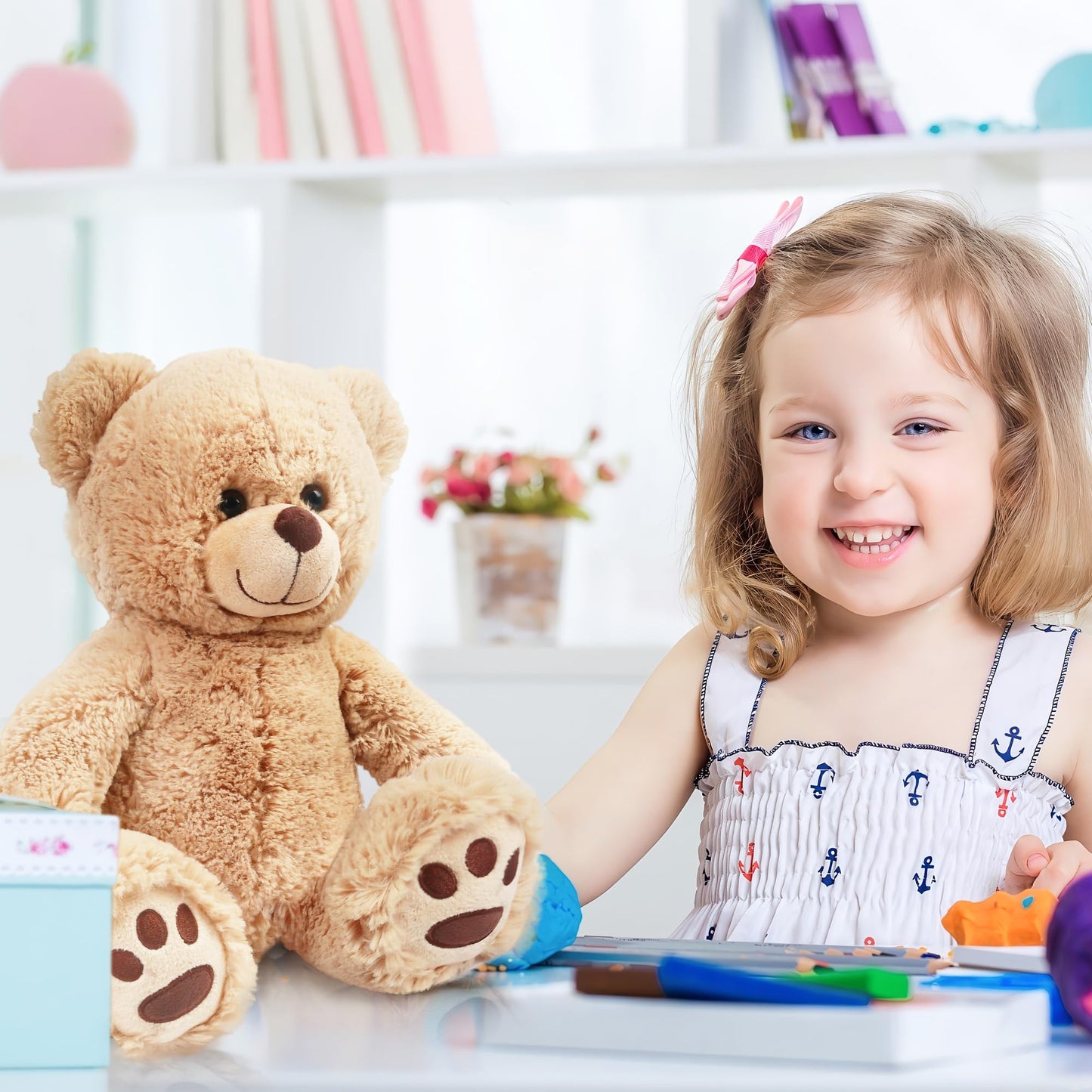 Lotfancy Teddy Bear Stuffed Animal, 15 Inch Brown Teddy Bear Plush Toy, Cute Hugging Gift For Kids On Christmas Valentine'S Day, Easter Decoration