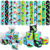 DERAYEE 24 Pcs Dinosaur Slap Bracelets for Kids, Jurassic Forest World theme Snap Bands Toy Gift Party Favor Supplies for Dino P