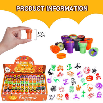 Thuodo Halloween Party Favors, 120 Pieces Assorted Stamps for Kids Bulk, Children Self-Ink Holiday Toy Gifts Game Prizes, Hallow