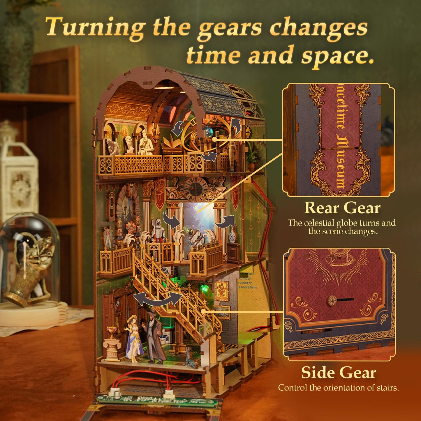 Tonecheer Diy Book Nook Kit For Adults, 3D Wooden Puzzle Bookend Miniature House Kit, Booknook Bookshelf Insert Decor With Dust
