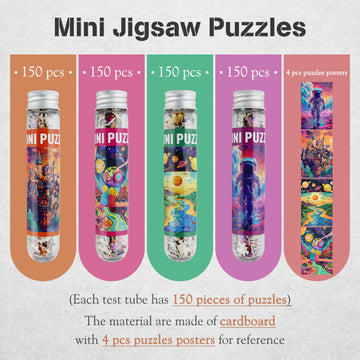 Misitu Small Jigsaw Puzzles For Adults Challenging Puzzle Small Puzzles Mini Jigsaw Puzzles 150 Pieces Micro Tiny Puzzels Art Puzzles Travel Puzzles Astronauts 6 X 4 Inches, 4 Packs