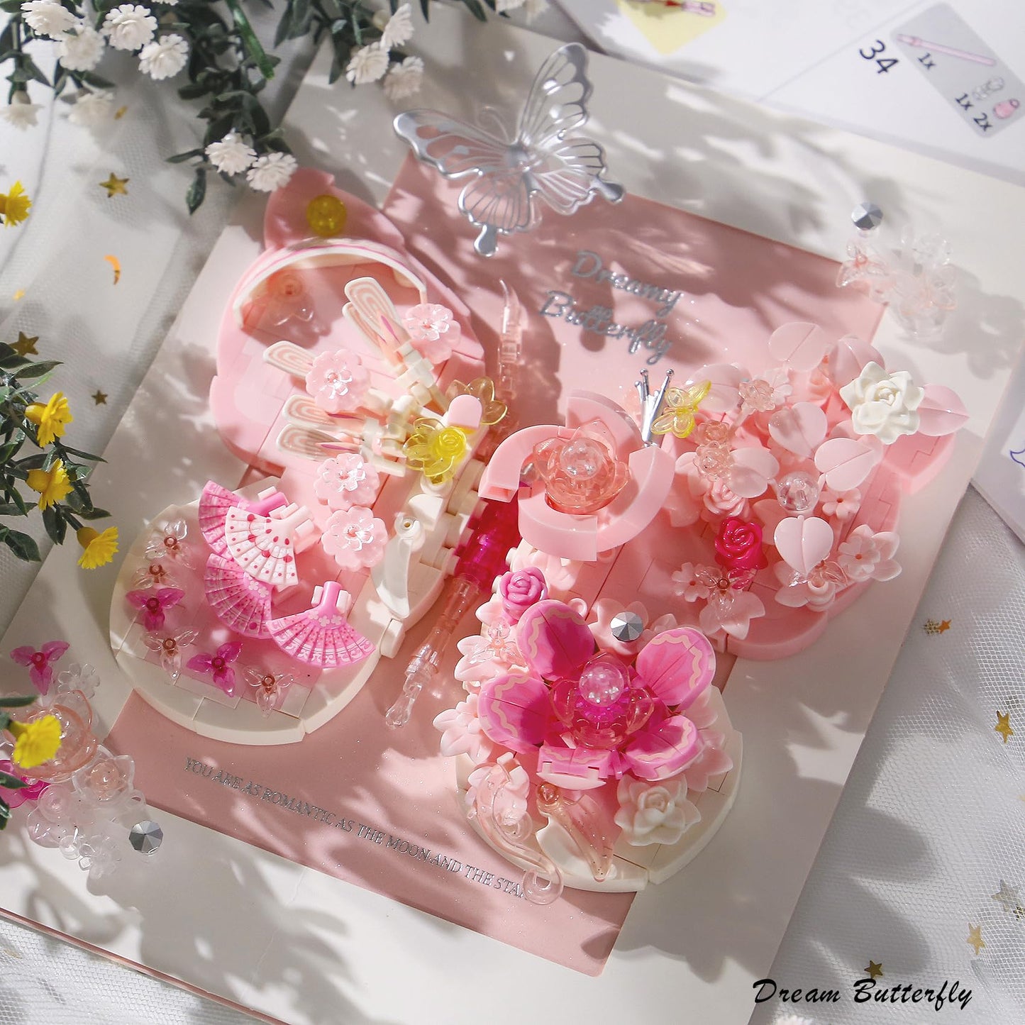 Ideas Flowers Butterfly Collection Building Blocks,Creative Insect Specimen Building Set With Exquisite Frame For Nature Lovers