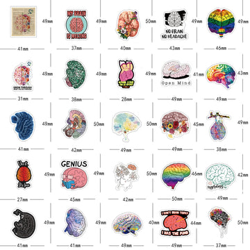 64 Pcs Brain Aesthetic Vinyl Colorful Stickers For Birthday Party Supplies Decoration Favors School Rewards For Kids Adults Teen