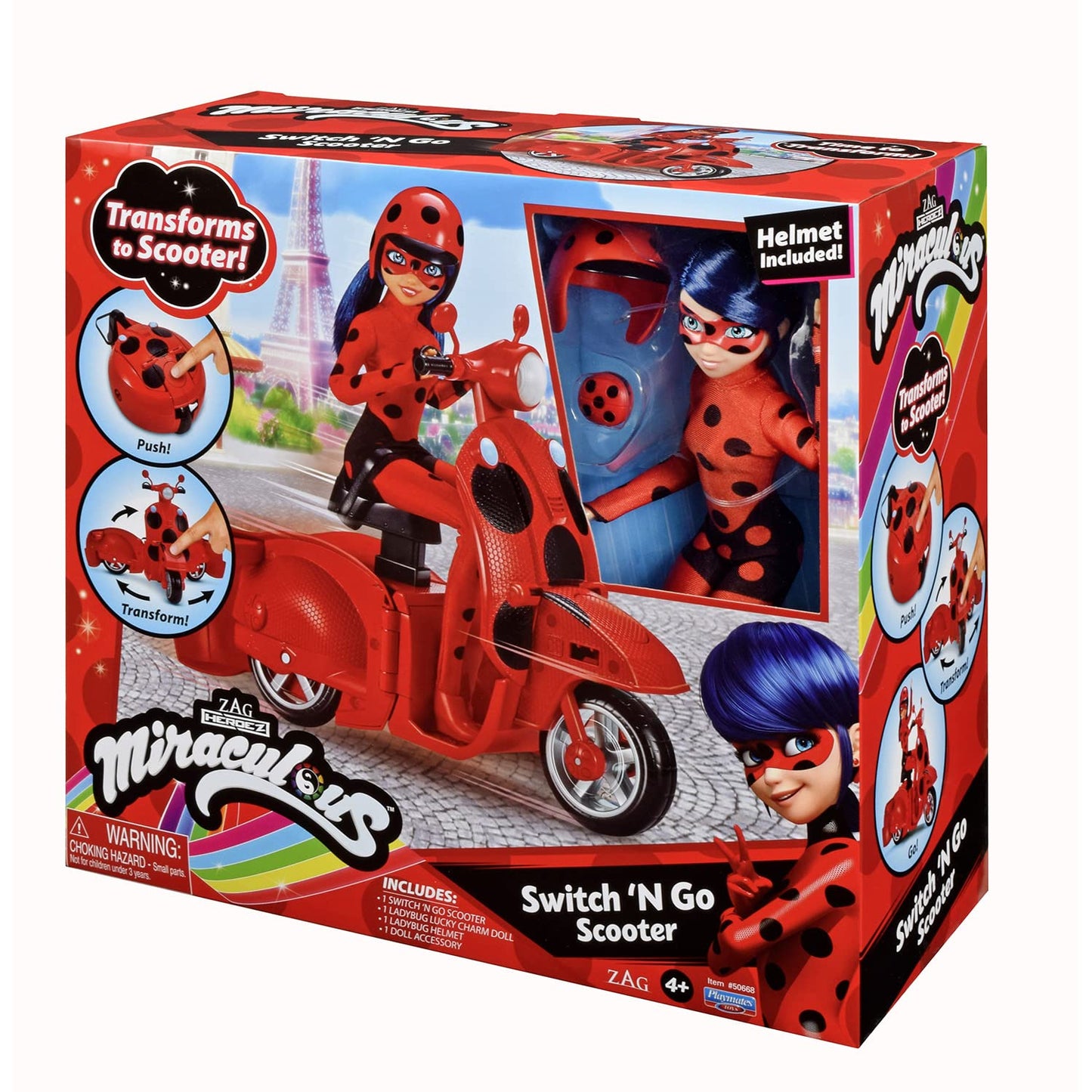 Miraculous Ladybug Switch N Go Scooter And Fashion Doll Playset | 26Cm Miraculous Ladybug Doll With Transforming Scooter And Accessories | Miraculous: Tales Of Ladybug And Cat Noir Toys Scooter Doll