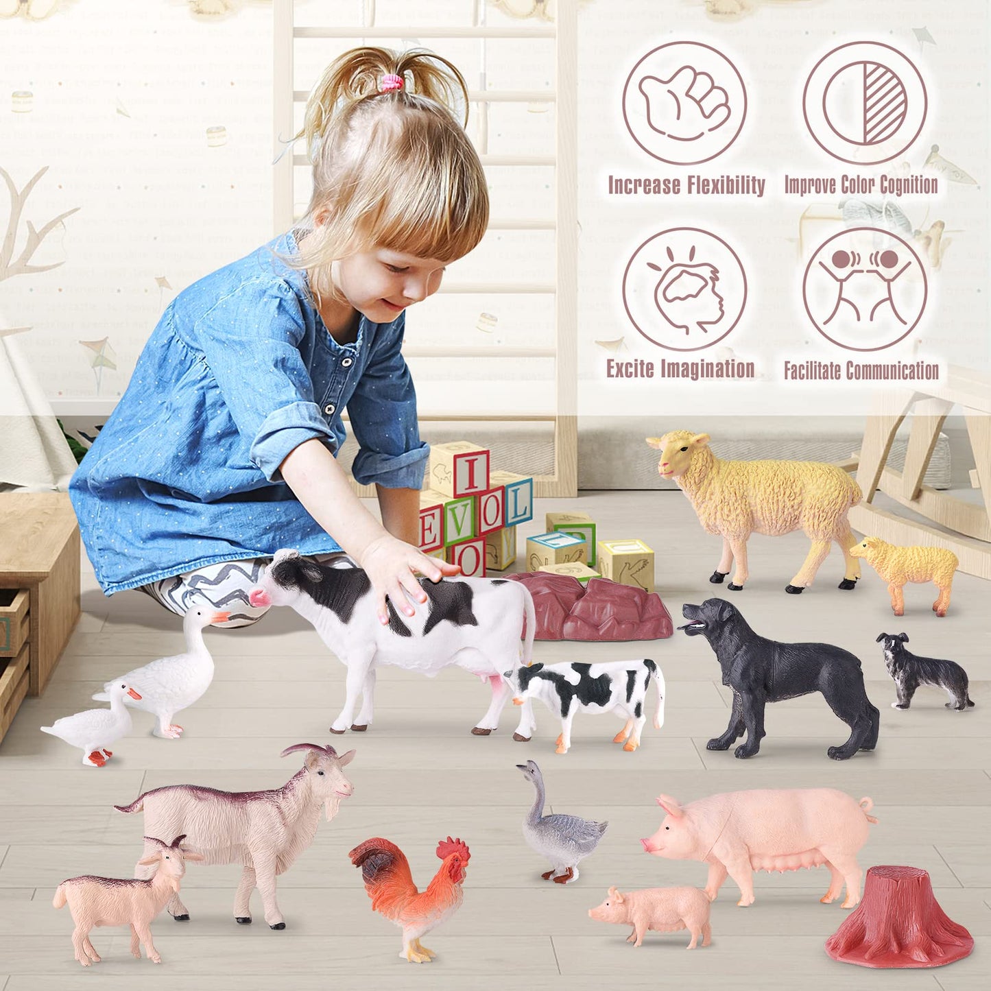 Enaurol 35 Pcs Farm Animals Toys For Toddlers 3 Years Old Boys And Girls Realistic Animal Figures Playsets Toys For Kids 3~8 Chr