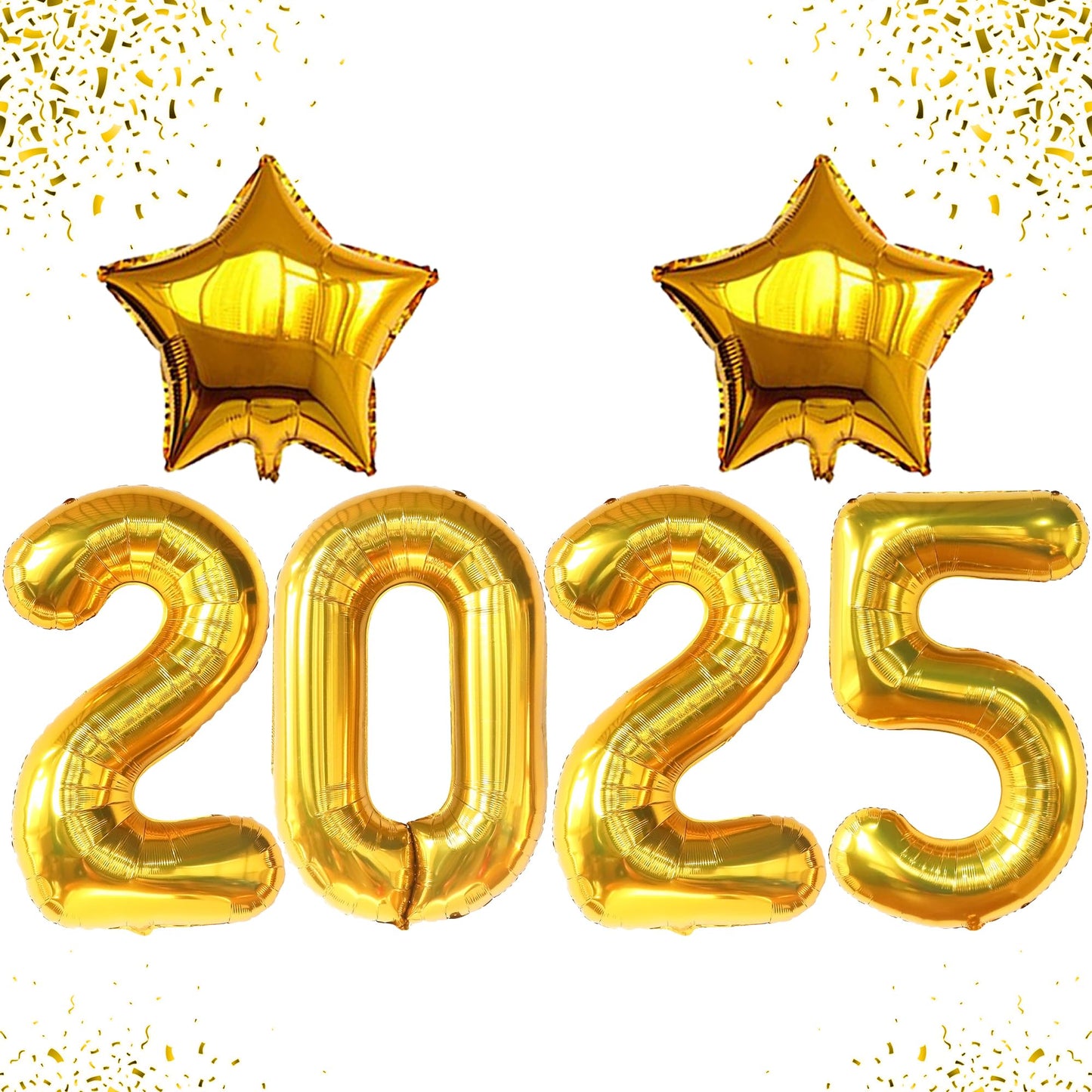 Katchon, Huge Foil Gold 2025 Balloons - 40 Inch | 2025 Graduation Balloons For Graduation Decorations 2025 | Class Of 2025 Balloons | 2025 Gold Balloons | Star Balloons | 2025 Graduation Decorations