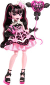 Monster High Scary Sweet Birthday Doll Draculaura in Pink Party Dress with Themed Accessories Like Invite Balloon Gift Fan and More