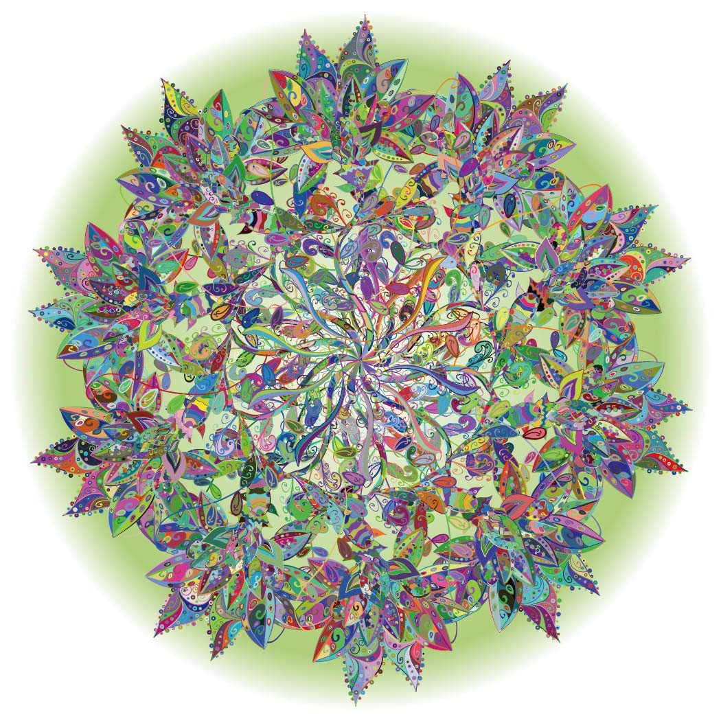 Bgraamiens Puzzle-Magic Tree Of Life -1000 Pieces Colorful Leaves Round Mandala Puzzle Color Challenge Jigsaw Puzzles