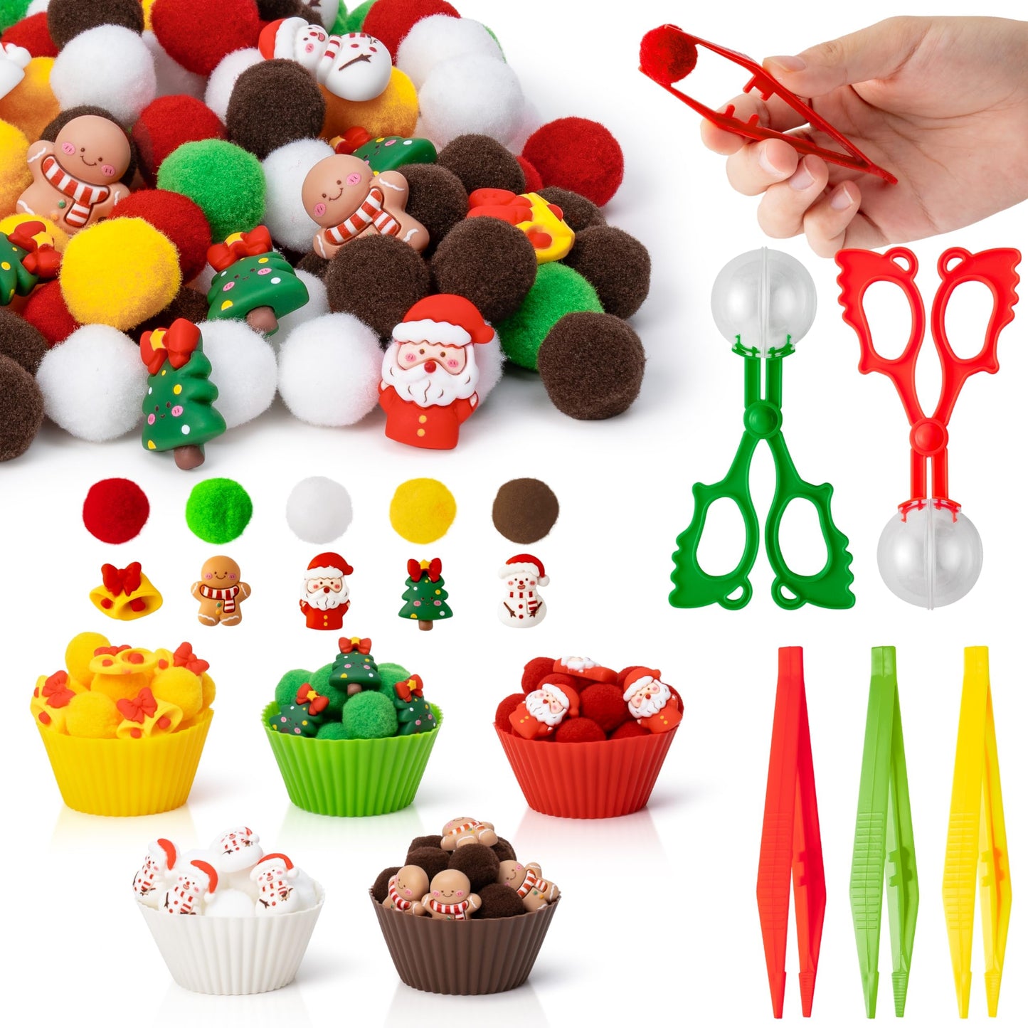FFyhiinski Christmas Sensory Bin Fillers - 266Pcs Christmas Winter Fine Motor Toys Counting Sorting Toys for Kids, Plastic Bead