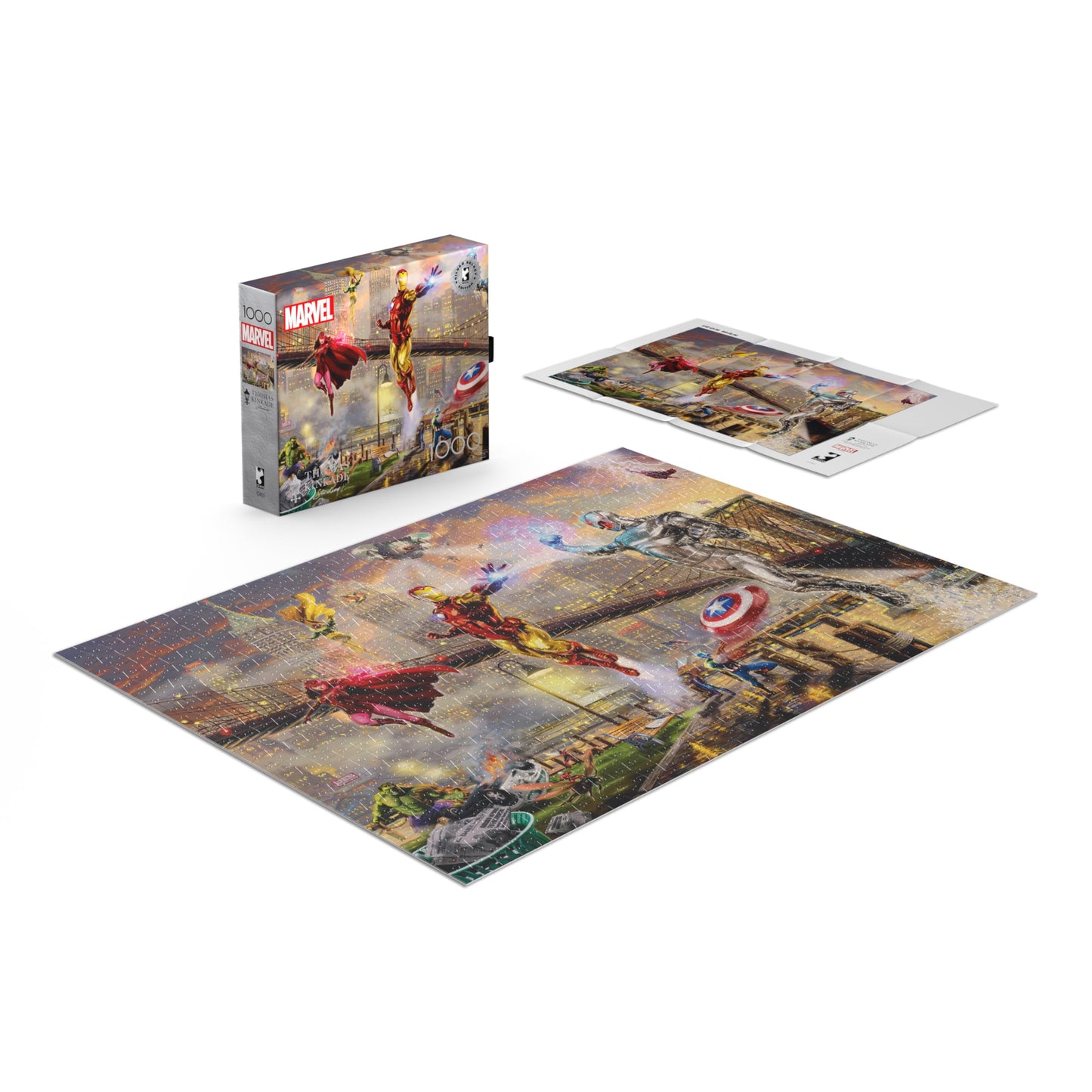Ceaco- Silver Select - Marvel Kinkade - Iron Man Limited Edition Canvas - 1000 Piece Jigsaw Puzzle For Adults - Challenging Puzz