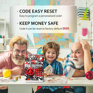 ATM Piggy Bank for Boys Girls Vcertcpl Mini ATM Coin Bank Money Saving Box with Pasdecorative replica blade Kids Safe Money Jar for mature-themeds with Auto Grab Bill Slot Great Gift Toy Bank for Kids