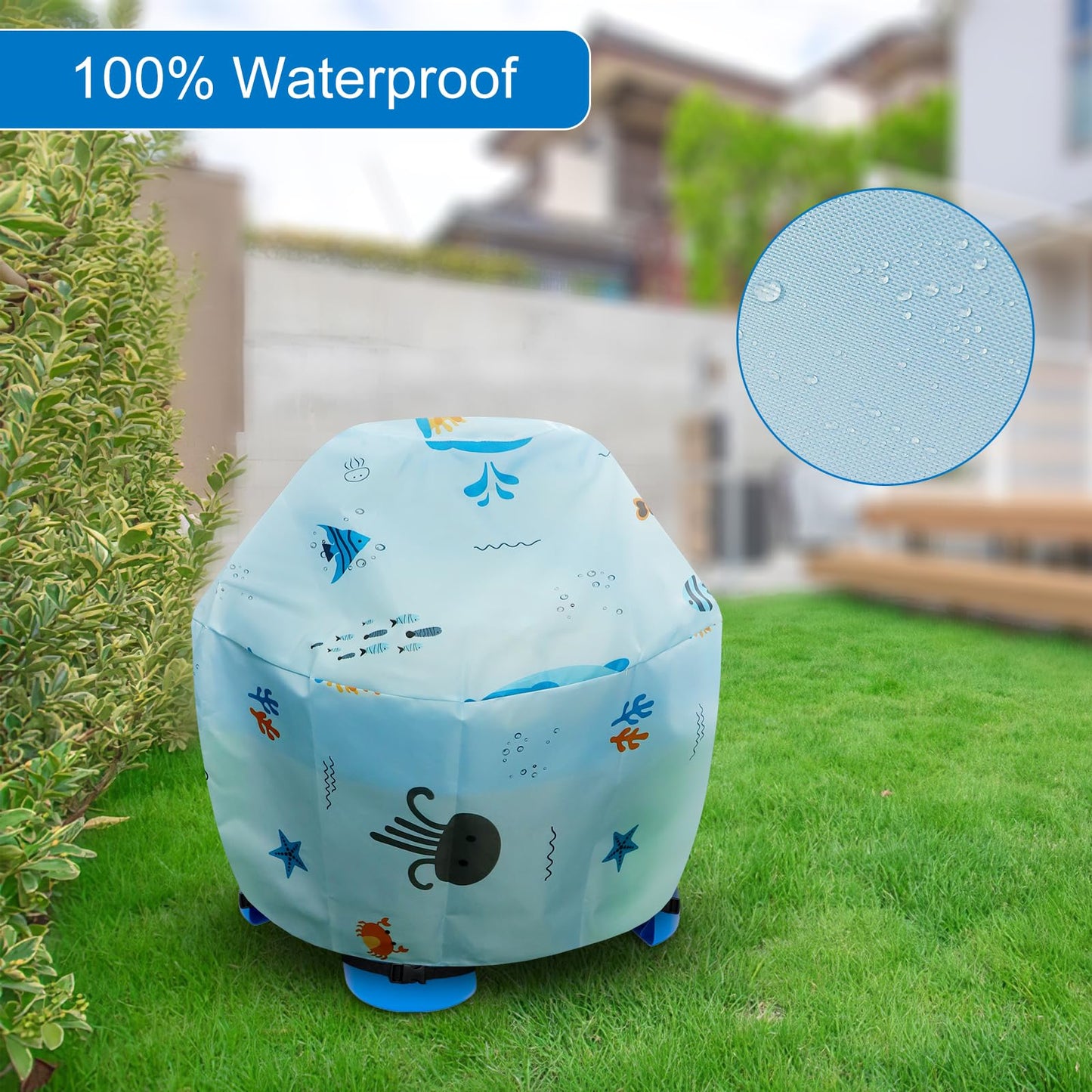 Kids Water Table Cover - Outdoor Fit Showers Splash Tower, Sand Table, Round Cover for Little Tikes - Blue