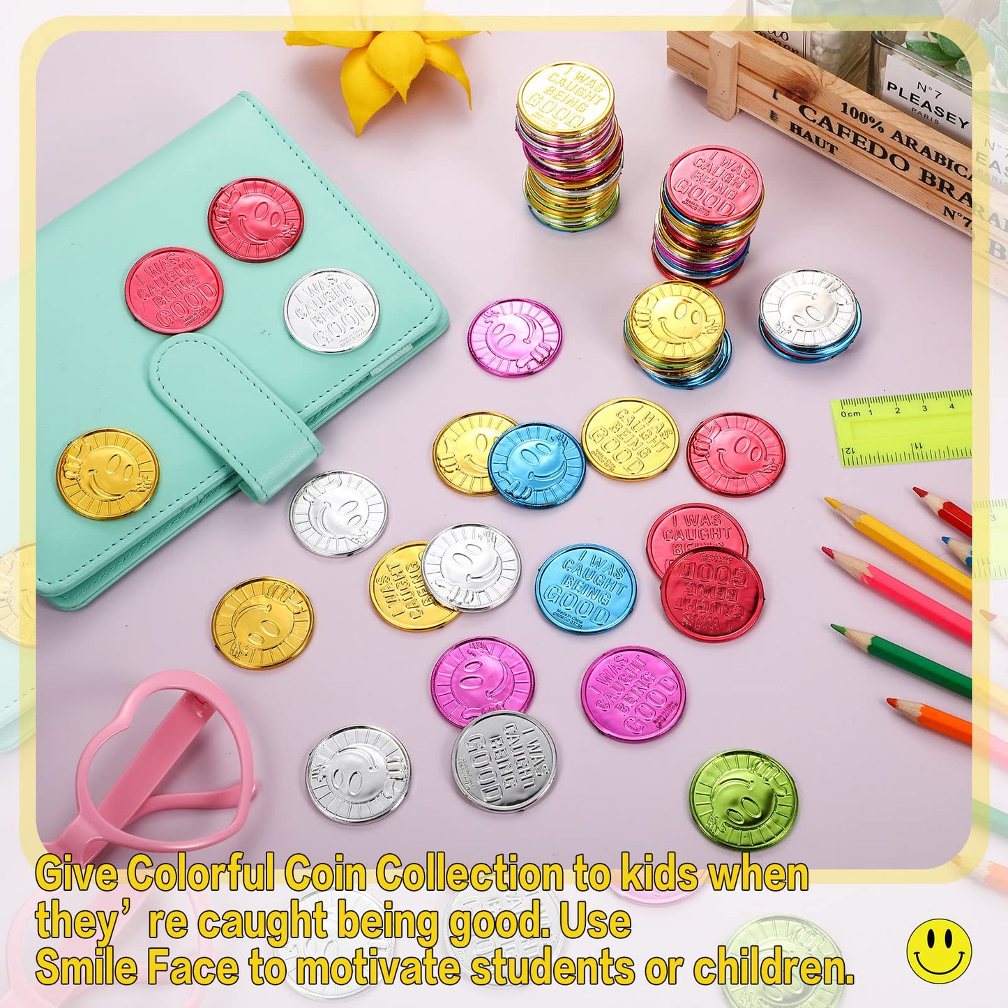Jerify Caught Being Good Coins for Kids Behavior Tokens I was Caught Being Good Coins Plastic Reward Coin Incentive Coin Colored
